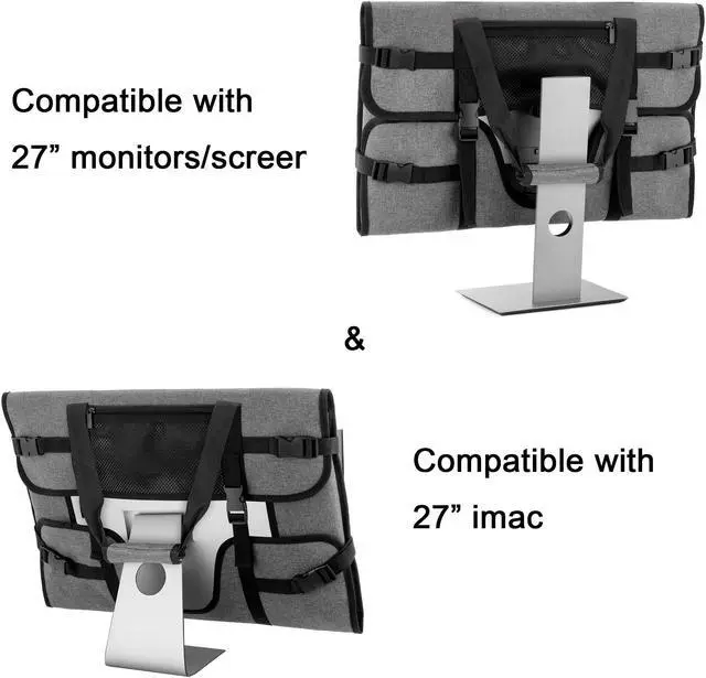 Alt view image 2 of 5 - Trunab Travel Carrying Case for 27" LCD Screens and Monitors, With Padded Velvet Lining, Protective Monitor Bag Compatible With iMac 27" and Accessories, Grey (Patented Design)