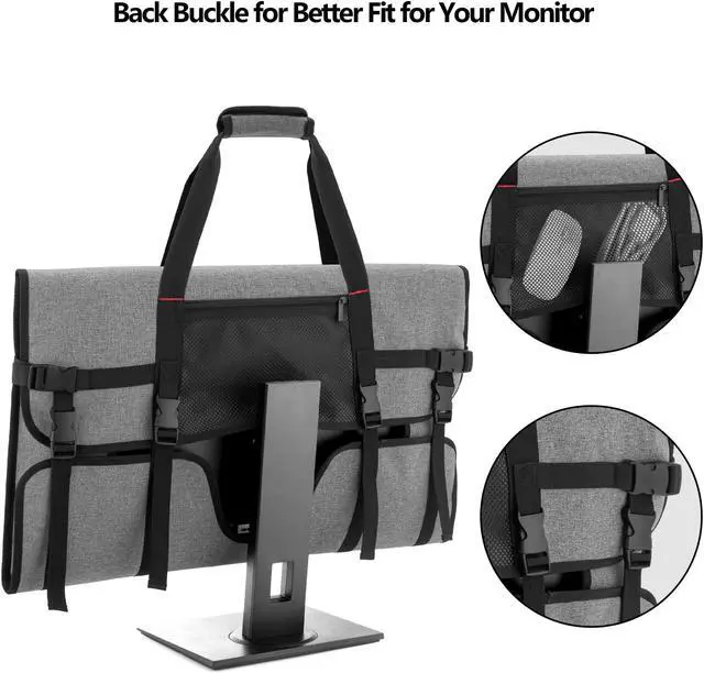 Alt view image 3 of 5 - Trunab Travel Carrying Case for 27" LCD Screens and Monitors, With Padded Velvet Lining, Protective Monitor Bag Compatible With iMac 27" and Accessories, Grey (Patented Design)