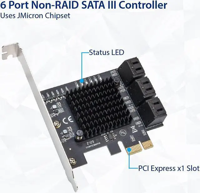 Main image of IO CREST 6 Port SATA III to PCIe 3.0 x1 Non-RAID Expansion Card JMB575 JMB582 Low Profile Bracket (SY-PEX40166)