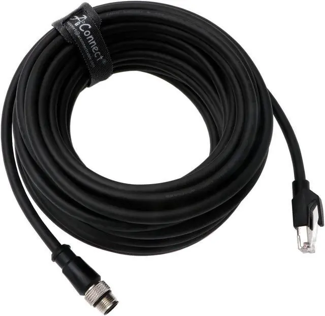 Main image of AConnect M12-RJ45-Cat5e-Cable D-Code 4 Pin Male to RJ45 Male Ethernet Shielded Cable for Industrial Camera Waterproof 10M