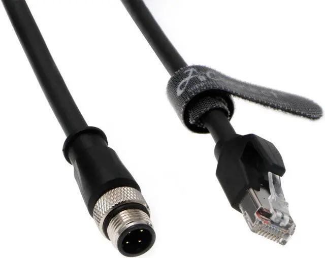 Alt view image 3 of 5 - AConnect M12-RJ45-Cat5e-Cable D-Code 4 Pin Male to RJ45 Male Ethernet Shielded Cable for Industrial Camera Waterproof 10M