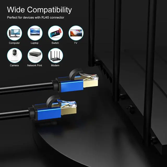 Alt view image 5 of 5 - Abireiv Cat7 Ethernet Cable 300ft, Cat7 Outdoor Cable Triple Shielding SSTP 10Gbps 600MHz Ethernet Patch Cable for Modem Router LAN RJ45, UV/Water Proof, Direct Burial, PE Jacket