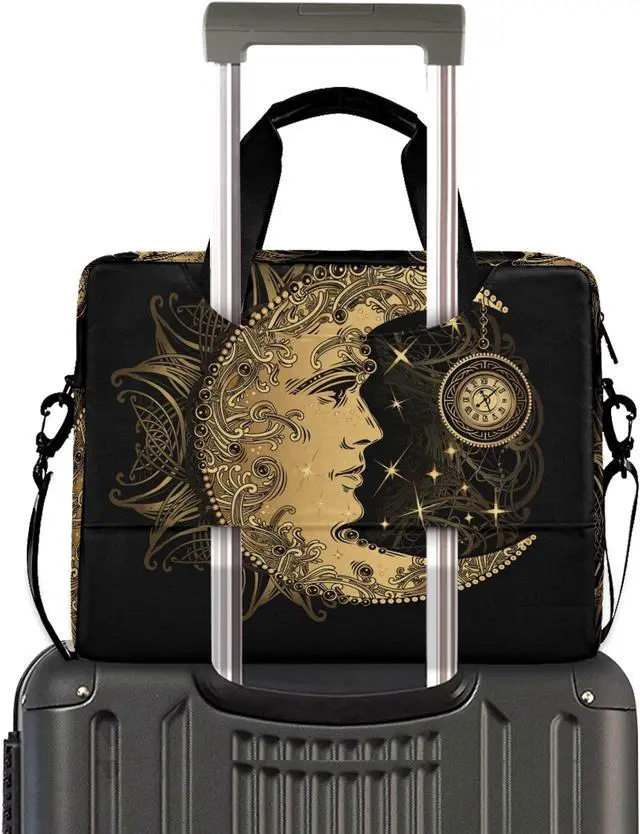 Alt view image 2 of 5 - ALAZA Boho Crescent Moon Sun Mandala Laptop Case Bag Sleeve Portable Crossbody Messenger Briefcase w/Strap Handle, 13 14 15.6 inch