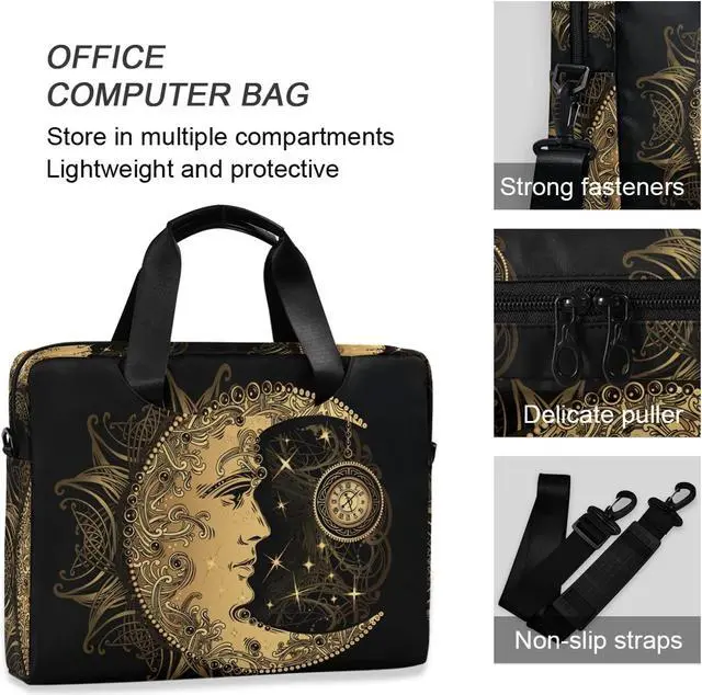 Alt view image 4 of 5 - ALAZA Boho Crescent Moon Sun Mandala Laptop Case Bag Sleeve Portable Crossbody Messenger Briefcase w/Strap Handle, 13 14 15.6 inch