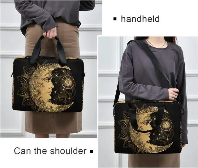Alt view image 5 of 5 - ALAZA Boho Crescent Moon Sun Mandala Laptop Case Bag Sleeve Portable Crossbody Messenger Briefcase w/Strap Handle, 13 14 15.6 inch