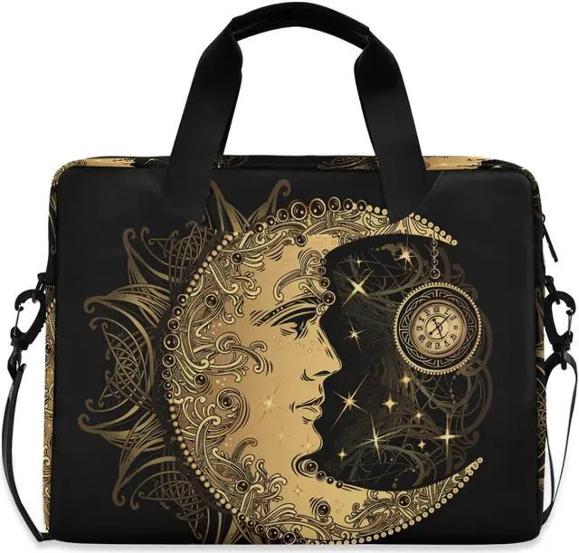 Main image of ALAZA Boho Crescent Moon Sun Mandala Laptop Case Bag Sleeve Portable Crossbody Messenger Briefcase w/Strap Handle, 13 14 15.6 inch