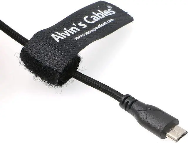 Alt view image 3 of 5 - Alvin's Cables 2 Pin Male Rotatable Right Angle to Micro USB Power Cable for ARRI Z CAM E2 Flagship to Nucleus Nano Braided Wire 30CM