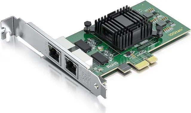 Main image of 10/100/1000Mbps Gigabit Ethernet Network Interface Card (NIC) Dual Copper RJ45 Ports, with Intel 82576 Chip, Equivalent to Intel E1G42ET, PCIE 2.0 X1, Support Windows/Windows Server/Linux/VMware ESX