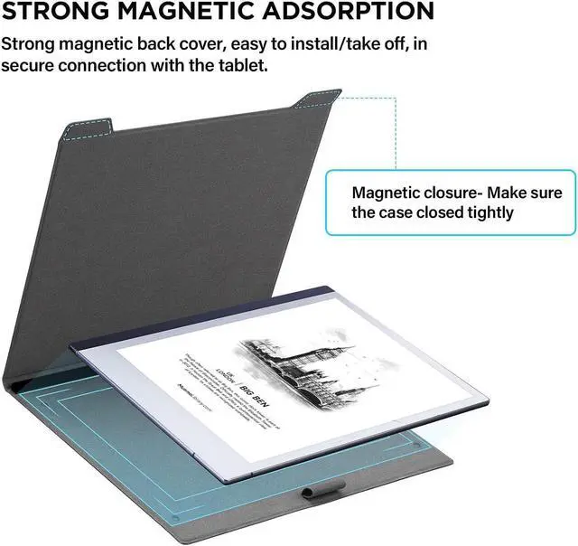 Alt view image 3 of 5 - Ayotu Case for Remarkable 2 Paper Tablet 10.3" 2020 Released, Premium PU Leather Smart Cover with Bulit-in Magnet, Book Folio Design with Pen Holder