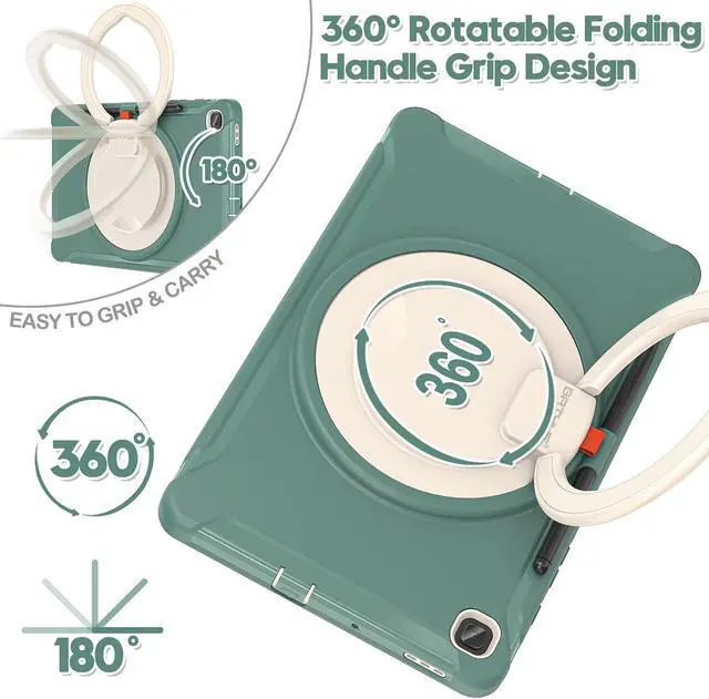 Alt view image 2 of 5 - BATYUE Case for Samsung Galaxy Tab S6 Lite 10.4 Inch 2024/2022/2020 (SM-P610/P613/P615/P619/P620/P625/P627), Protective Rugged Cover with Stand, for Kids, Boys, Girls, Emerald Green