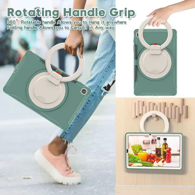 Alt view image 4 of 5 - BATYUE Case for Samsung Galaxy Tab S6 Lite 10.4 Inch 2024/2022/2020 (SM-P610/P613/P615/P619/P620/P625/P627), Protective Rugged Cover with Stand, for Kids, Boys, Girls, Emerald Green