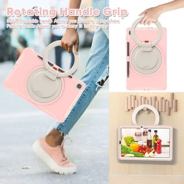 Alt view image 4 of 5 - BATYUE Case for Samsung Galaxy Tab S6 Lite 10.4 Inch 2024/2022/2020 (SM-P610/P613/P615/P619/P620/P625/P627), Protective Rugged Cover with Stand, for Kids, Boys, Girls, Cheery Pink