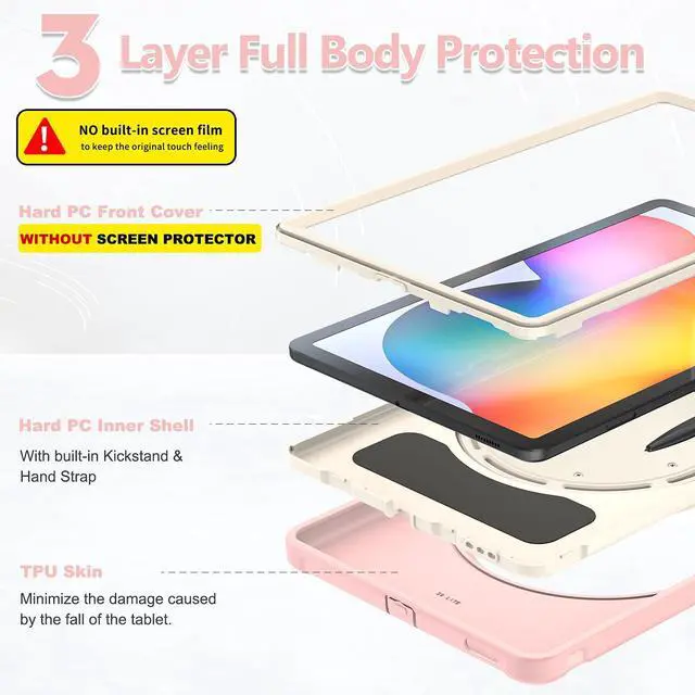 Alt view image 5 of 5 - BATYUE Case for Samsung Galaxy Tab S6 Lite 10.4 Inch 2024/2022/2020 (SM-P610/P613/P615/P619/P620/P625/P627), Protective Rugged Cover with Stand, for Kids, Boys, Girls, Cheery Pink