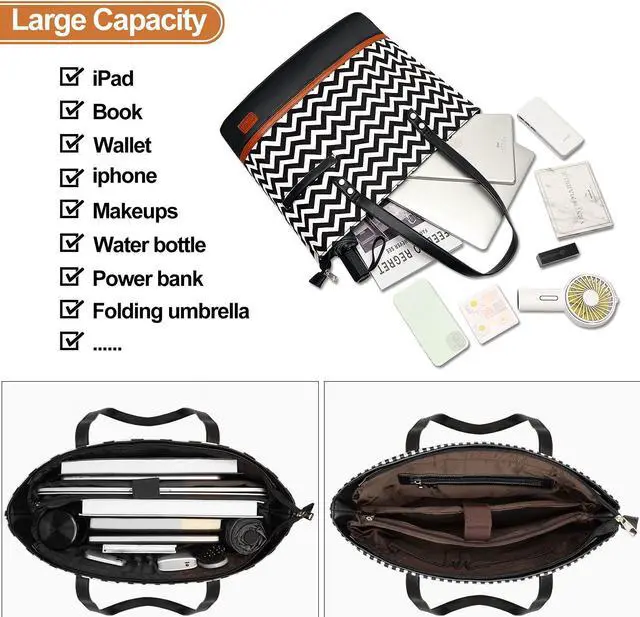 Alt view image 5 of 5 - Laptop Tote Bag for Women Large Canvas Womens Briefcase Waterproof Computer Bag Work Bags for Women Fits 15.6 inch Laptop