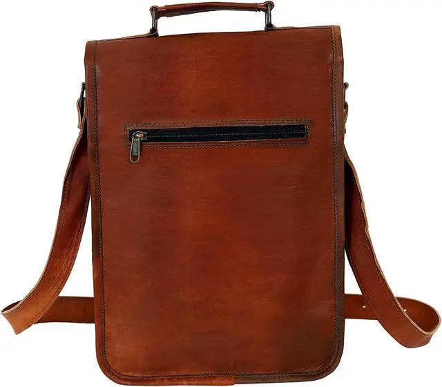 Alt view image 4 of 5 - 13" leather satchel tablet bag laptop case office briefcase messenger gift for men computer distressed shoulder bag