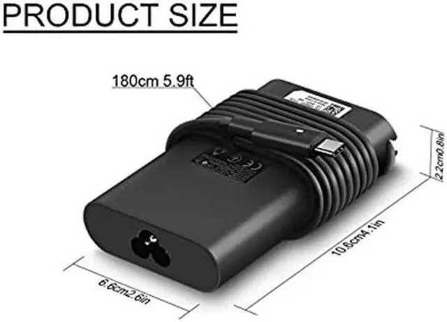 Alt view image 4 of 5 - New 65W 45W USB-C Charger for Dell Latitude 5320 Laptop 20V 2.25A 3.25A Power Supply Adapter Cord