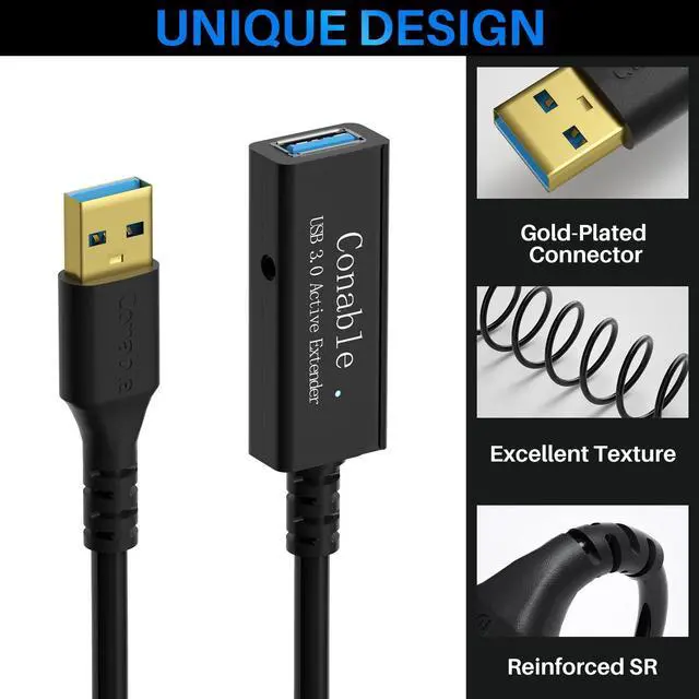 Alt view image 2 of 5 - USB 3.0 Active Extension Cable 40 Feet, Long USB Type-A Male to Female Extender Cord, Built-in 2 Signal Booster Smart Chips, 5Gbps Transfer, for Printer, Xbox, Webcam, VR, Hard Drive, USB Hub and More