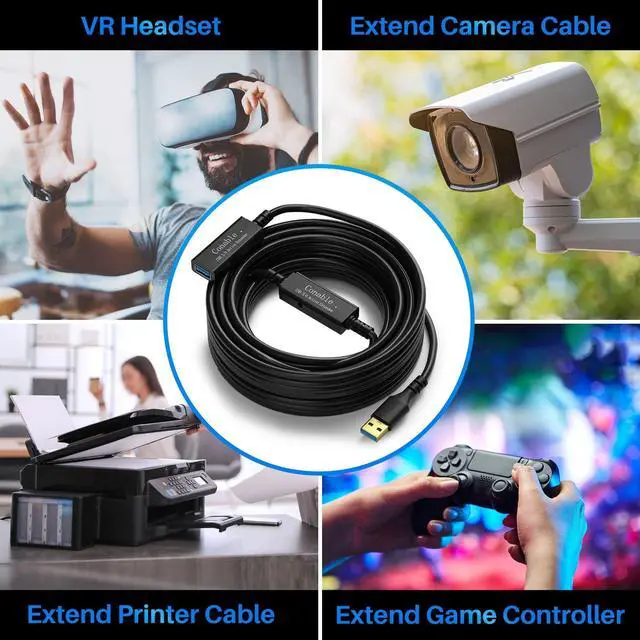 Alt view image 5 of 5 - USB 3.0 Active Extension Cable 40 Feet, Long USB Type-A Male to Female Extender Cord, Built-in 2 Signal Booster Smart Chips, 5Gbps Transfer, for Printer, Xbox, Webcam, VR, Hard Drive, USB Hub and More