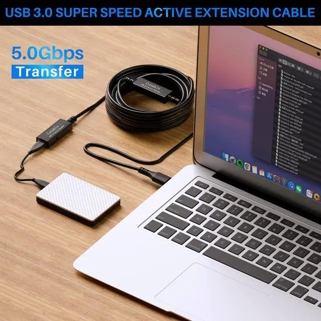 Alt view image 5 of 5 - USB 3.0 Active Extension Cable 35 Feet, Long USB Type-A Male to Female Extender Cord, Built-in 2 Signal Booster Smart Chips, 5Gbps Transfer, for Printer, Xbox, Webcam, VR, Hard Drive, USB Hub and More