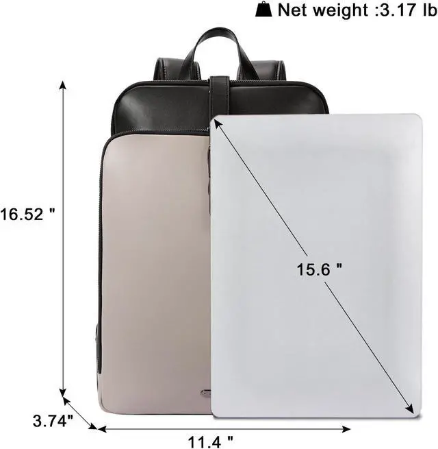 Alt view image 3 of 5 - CLUCI Leather Backpack for Women, 15.6 inch Laptop Bag, Large Genuine Work Backpack Travel Back