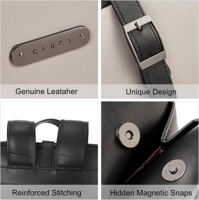 Alt view image 5 of 5 - CLUCI Leather Backpack for Women, 15.6 inch Laptop Bag, Large Genuine Work Backpack Travel Back