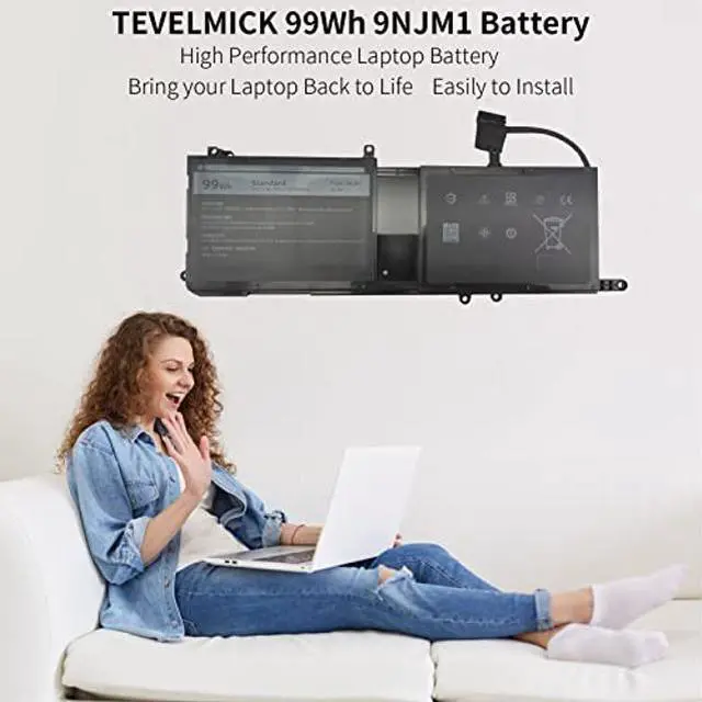 Alt view image 2 of 5 - Tevelmick 99WH 9NJM1 09NJM1 Battery for Dell Alienware 17 R4 R5 15 R3 R4 P31E P69F MG2YH 0MG2YH 01D82 0546FF 44T2R HF250 0HF250 P31E001 P31E002 P69F001 P69F002 11.4V