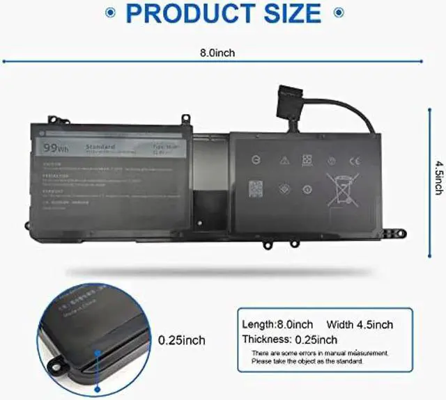 Alt view image 3 of 5 - Tevelmick 99WH 9NJM1 09NJM1 Battery for Dell Alienware 17 R4 R5 15 R3 R4 P31E P69F MG2YH 0MG2YH 01D82 0546FF 44T2R HF250 0HF250 P31E001 P31E002 P69F001 P69F002 11.4V