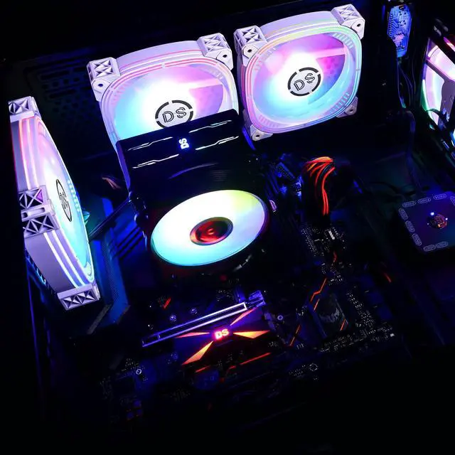 Alt view image 2 of 5 - DS 120MM White PC Case Fans, RGB LED Fan with Controller for Computer Case, CPU Cooling, Radiators System(3Pack RGB Fans and 2Pack LED Strip with Magnet Design Kit, G Series)