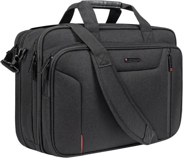 Main image of EMPSIGN Stylish Laptop Bag Briefcase, 17.3 Inch Laptop Case Expandable Messenger Bag for Men Water Repellent, RFID Blocking Office Carrying Shoulder Bag for Work Business Travel-Black