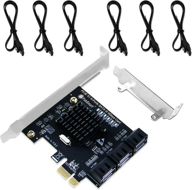Main image of FebSmart PCIE 3.0 X1 to 6-Ports 6Gbps Max Speed SATA III Expansion Card, ASMedia ASM1166 None-Raid PCIE 3.0 SATA III Card, Plug and Play on Windows OS, MAC OS, and Linux Systems (FS-S6X1-Pro)