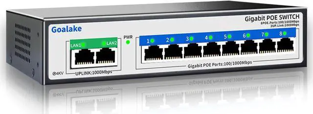 Main image of 10 Port gigabit Switch (8 Port Gigabit PoE Switch with 2 Gigabit Uplink), Unmanaged ethernet switch120W, 802.3af/at Ideal for IP Camera and Access Point , Vlan, Plug and Play, Desktop or Wall Mount