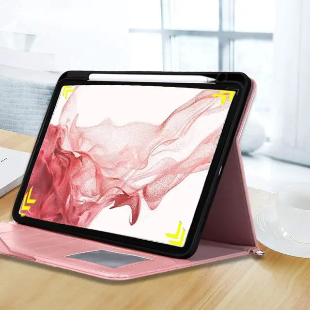 Alt view image 2 of 5 - JH 2020/2021 iPad Pro 11 PU Leather Case,iPad Pro 11 Inch Case with Pencil Holder,Money Pocket, Shoulder/Hand Strap, Kickstand, Flip Cover with Auto Sleep/Wake (Pink, 11 inch 006)