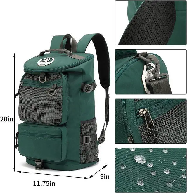 Alt view image 2 of 5 - Kalesi Gym Duffle Bag Backpack 4-Way Waterproof with Shoes Compartment for travel Sport Hiking laptop (Green)