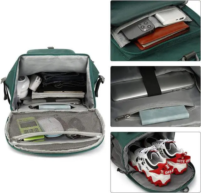 Alt view image 4 of 5 - Kalesi Gym Duffle Bag Backpack 4-Way Waterproof with Shoes Compartment for travel Sport Hiking laptop (Green)