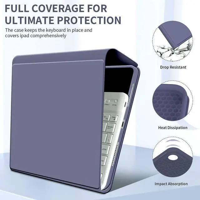 Alt view image 5 of 5 - kenke Keyboard Case for iPad 9.7 inch 2018 (6th Gen) / iPad 2017 (5th Gen) / iPad Air 2/1, Lightweight Smart Cover with Pencil Holder, Magnetically Detachable Wireless Keyboard, Purple