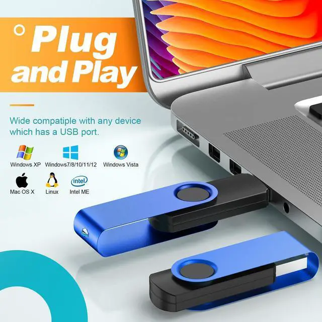 Alt view image 3 of 5 - USB Drive 64GB 10 Pack USB Flash Drives Bulk, Kepmem Metal Thumb Drive Swivel USB 2.0 Memory Stick Blue Jump Drive Portable 64 GB Zip Drive with Lanyards for Data Storage and Transfer