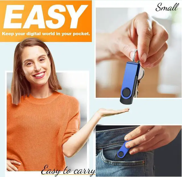 Alt view image 5 of 5 - USB Drive 64GB 10 Pack USB Flash Drives Bulk, Kepmem Metal Thumb Drive Swivel USB 2.0 Memory Stick Blue Jump Drive Portable 64 GB Zip Drive with Lanyards for Data Storage and Transfer