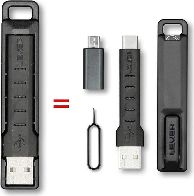 Main image of Lever Gear CableKit - Keychain USB C Cable Kit for Android Phones - Includes Micro USB Adapter, Short USB C Cable, Carry Case and SIM Tool. Tiny USB C Keychain Cable (Micro-B Adapter, 6 Pack)