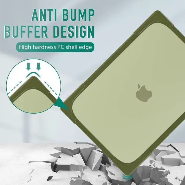 Alt view image 5 of 5 - May Chen for MacBook Pro 16 inch Case 2019 Release A2141, Strong Case [Heavy Duty][Dual Layer] Hard Case Cover with Rubberized TPU Bumper for MacBook Pro 16" with Touch Bar and Touch ID, Olive