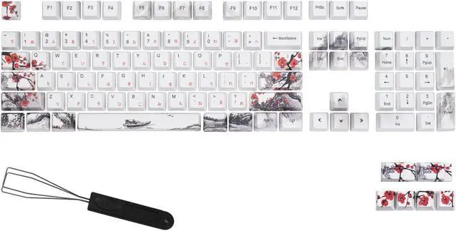 Alt view image 2 of 5 - MOLGRIA Keycaps 110 Set for Full Size Mechanical Keyboard, Custom PBT OEM Profile Key caps Japanese Font with Keycap Puller for Cherry MX 104/87/71/61 60 Percent Keyboard(Plum Blossom)