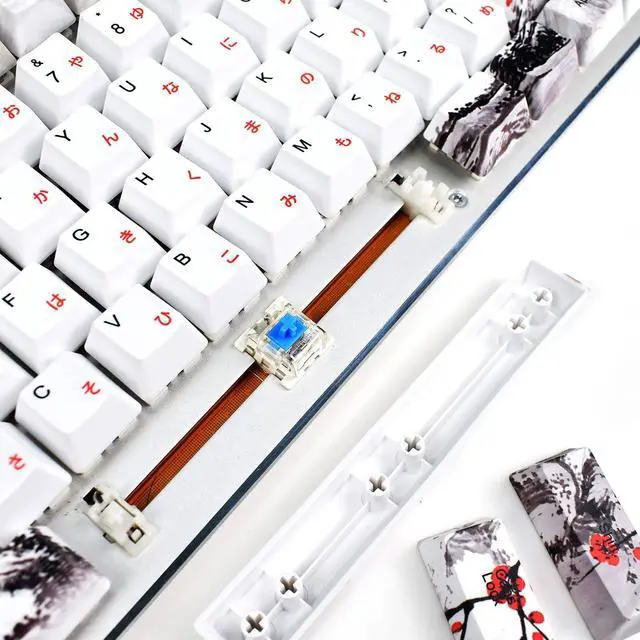 Alt view image 4 of 5 - MOLGRIA Keycaps 110 Set for Full Size Mechanical Keyboard, Custom PBT OEM Profile Key caps Japanese Font with Keycap Puller for Cherry MX 104/87/71/61 60 Percent Keyboard(Plum Blossom)