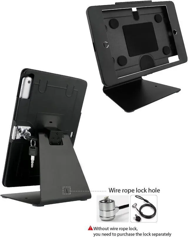 Alt view image 4 of 5 - DDSHOW Desktop Anti-Theft Security Kiosk Stand Holder Enclosure for iPad 10.2-Inch (9th Gen.2021,8th Gen.2020,7th Gen.2019),with Lock and Key,Flip &360degRotating Horizontal or Vertical Design(Black)