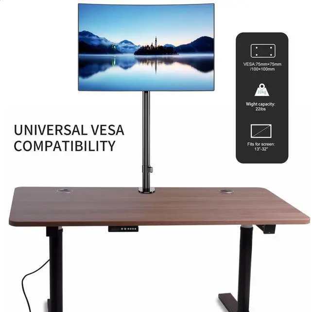 Alt view image 2 of 5 - Pholiten Single Tall Monitor Stand, Extra Tall 31 Inch Monitor Mount, Fully Adjustable Tall Monitor arm for 13-32 Inch LCD Screen,Holds up to 22lbs