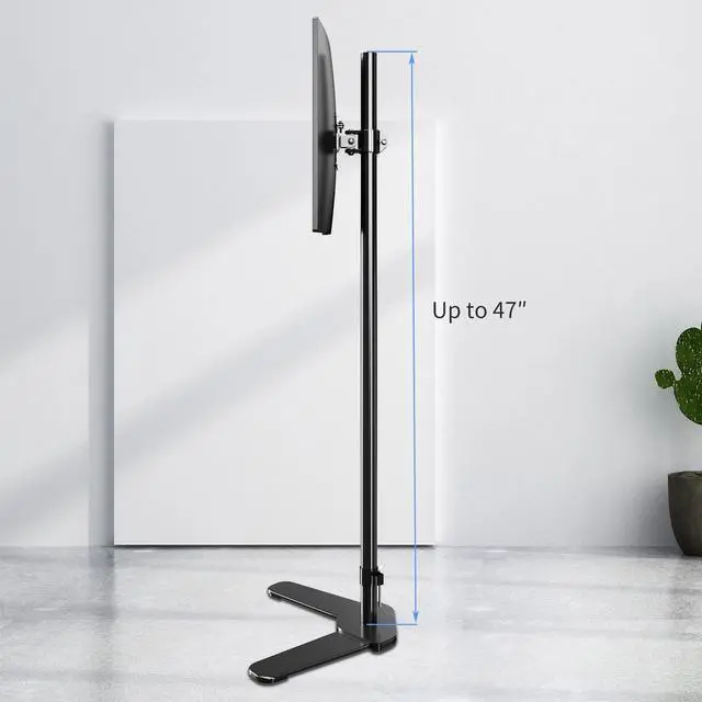 Alt view image 3 of 5 - Single Monitor Mount, Extra Long Monitor Stand, 47 inch Pole Black Stand, Monitor Desk Mount, Single Desk Mount Stand, Computer Screen Mount, VESA Computer Desk Mount, Single Monitor Arm Stand