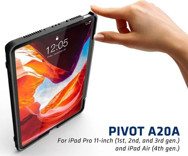 Alt view image 2 of 5 - PIVOT A20A Atlas Robust Tablet Case - Fits iPad Air 4th gen & iPad Pro 11 in (1st - 3rd gen) - 360 Degree Protection - for Professional Pilots, General Aviation - Black