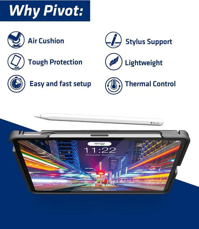 Alt view image 5 of 5 - PIVOT A20A Atlas Robust Tablet Case - Fits iPad Air 4th gen & iPad Pro 11 in (1st - 3rd gen) - 360 Degree Protection - for Professional Pilots, General Aviation - Black