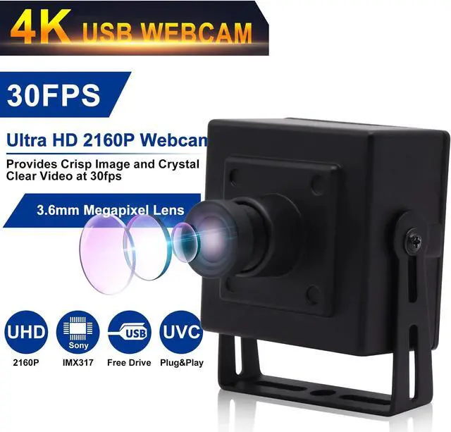 Alt view image 3 of 5 - ELP 4K Camera 3.6mm Lens Mini USB Camera with 3840x2160 HD Webcam for MAC/Windows/Linux/Raspberry Pi Web Camera