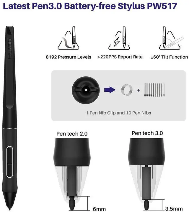 Alt view image 5 of 5 - HUION Kamvas 24 Plus 2.5K QHD Graphic Drawing Tablet with Screen, 140%sRGB Full-Laminated QD Drawing Monitor with Battery-Free Stylus 8192 Pen Pressure Tilt for PC, Mac, Android, 23.8inch Pen Display