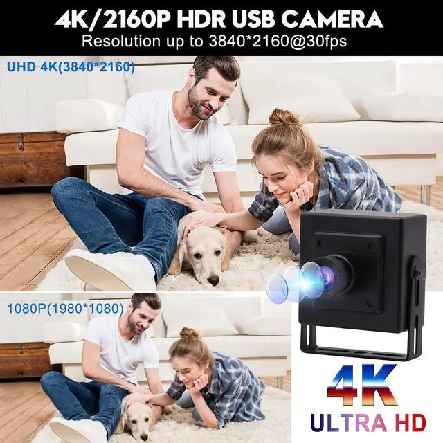 Alt view image 4 of 5 - ELP 4K Camera 3.6mm Lens Mini USB Camera with 3840x2160 HD Webcam for MAC/Windows/Linux/Raspberry Pi Web Camera
