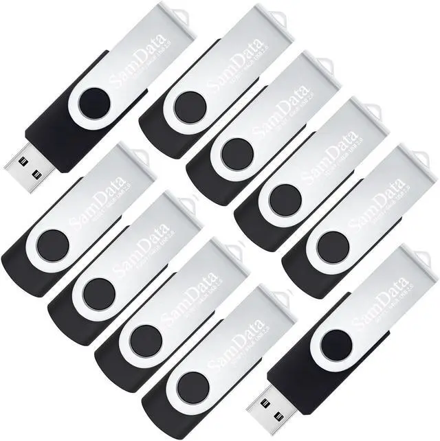 Main image of SamData 64GB USB Flash Drives 10 Pack USB 2.0 Thumb Drives 64GB Jump Drive USB Memory Stick with Led Indicator (Black, 10 Pack)